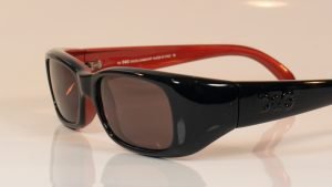 Dolce & Gabbana 2001 ladies sunglasses. Black and coral, side view