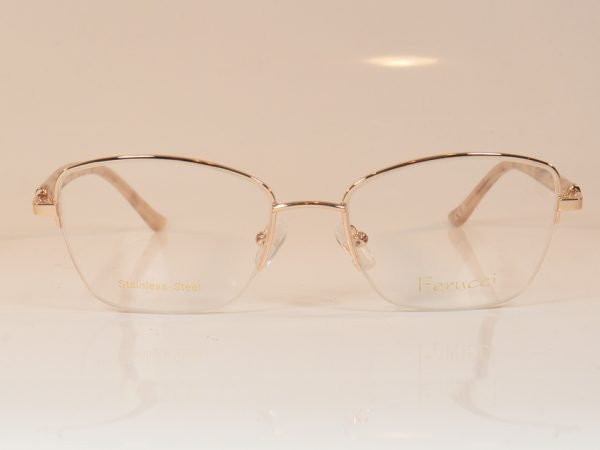 Ferucci 1824 ladies supra glasses in rose gold. Front view.